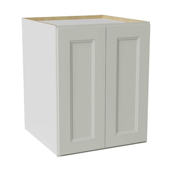 24 in. W x 24 in. D x 30 in. H Ready to Assemble Double Shaker Pantry Kitchen Cabinet in Laguna Grey
