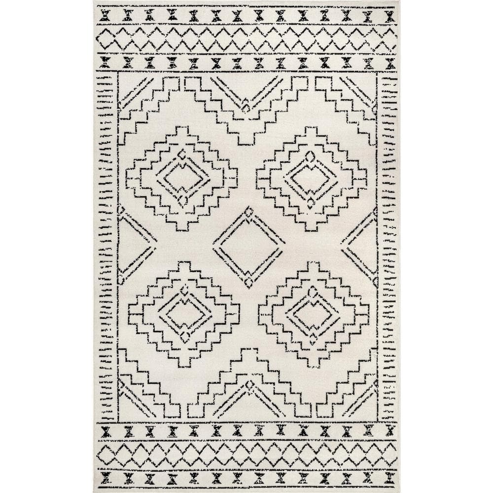 Gray 8' x 10' Rectangular Stain-Resistant Synthetic Area Rug