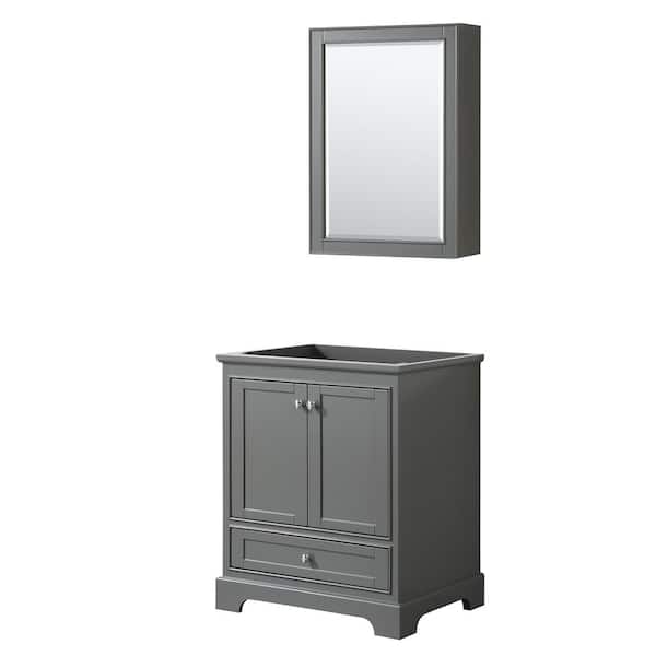 Wyndham Collection Deborah 29.25 in. Single Bathroom Vanity Cabinet Only with Medicine Cabinet in Dark Gray