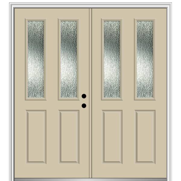 MMI Door 64 in. x 80 in. Left-Hand/Inswing Rain Glass Wicker Fiberglass Prehung Front Door on 4-9/16 in. Frame