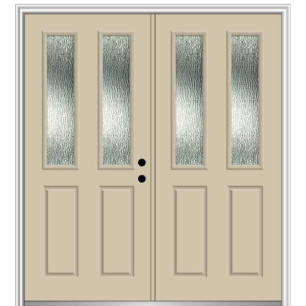 MMI Door 72 in. x 80 in. Left-Hand/Inswing Rain Glass Wicker Fiberglass Prehung Front Door on 6-9/16 in. Frame