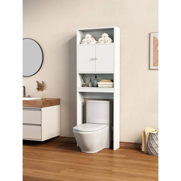 25 in. W x 77 in. H x 7.9 in. D Gray Bathroom Over-The-Toilet