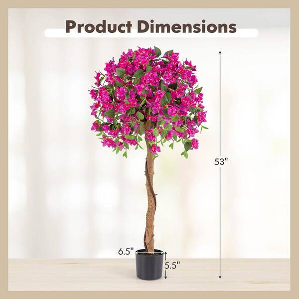 Gymax 2-Pieces 4.5 ft. Artificial Azalea Tree Floral Plant w