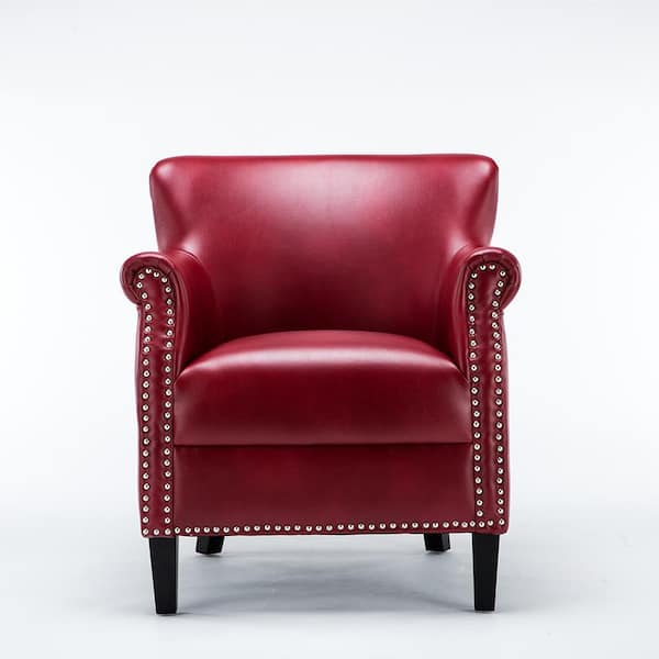 Holly Red Faux Leather Club Chair 8030, Red Leather Club Chair