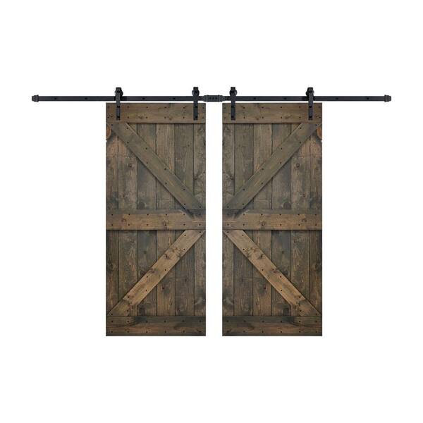 Wellhome K Series 72 In X 84 Aged Barrel Diy Finished Knotty Pine Wood Double Sliding Barn Door With Hardware Kit Wb72 E - Diy Double Sliding Barn Door Hardware Wellhome K Series 72 In X 84 Aged Barrel Diy Finished Knotty Pine Wood Double Sliding Barn Door With Hardware Kit Wb72 E - Diy Double Sliding Barn Door Hardware