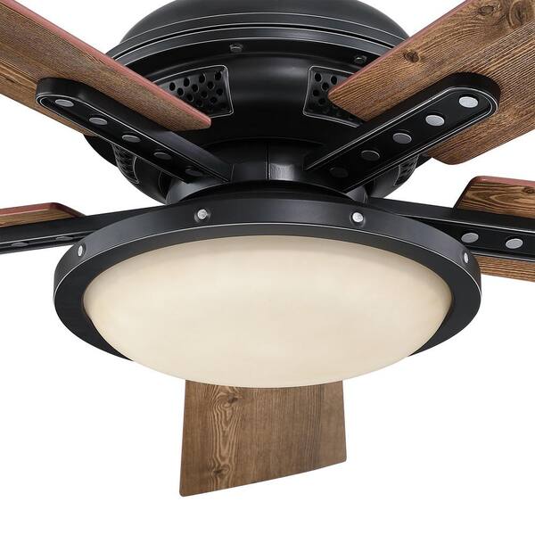 52" Black Pine Remote Controlled Ceiling Fan LED Light Frosted Fixture 3 Speed