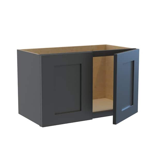 Home Decorators Collection Newport 24 in. W x 12 in. D x 15 in. H Assembled Plywood Wall Bridge Kitchen Cabinet in Deep Onyx with Soft Close