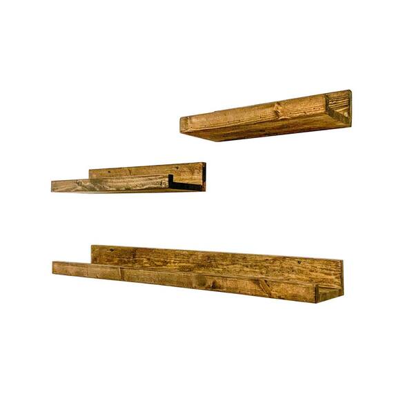 Sporgh 2 Piece Pine Solid Wood Floating Shelf (Set of 2) Gracie Oaks Finish: Dark Walnut, Size: 36 L x 5.5 W