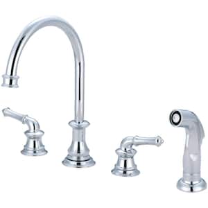 Del Mar Two Handle Standard Kitchen Faucet with Side Sprayer in Polished Chrome