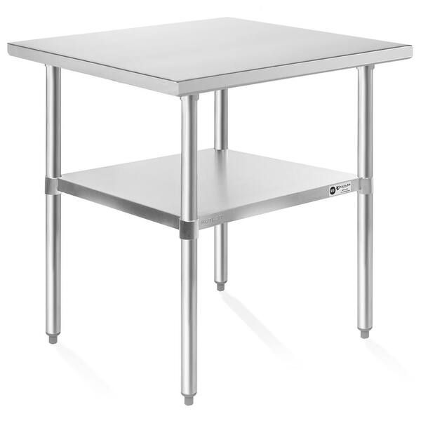 24 in. x 30 in. Stainless Steel Kitchen Prep Table with Bottom Shelf ...