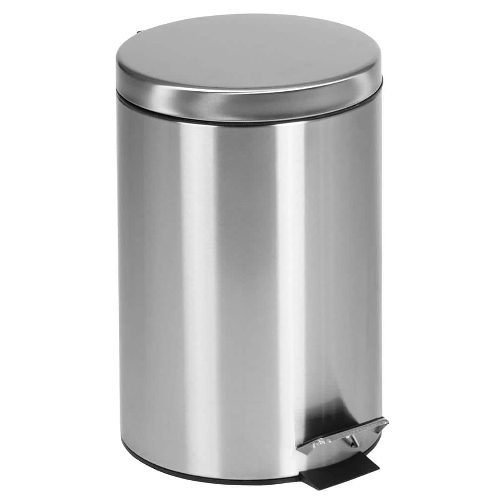 Steel Trash Can 3.1 Gallon Round Step Bathroom Trash Can Outdoor