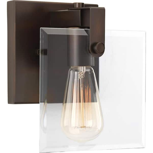 Progress Lighting Glayse Collection 1-Light Antique Bronze Clear Glass Luxe Bath Vanity Light