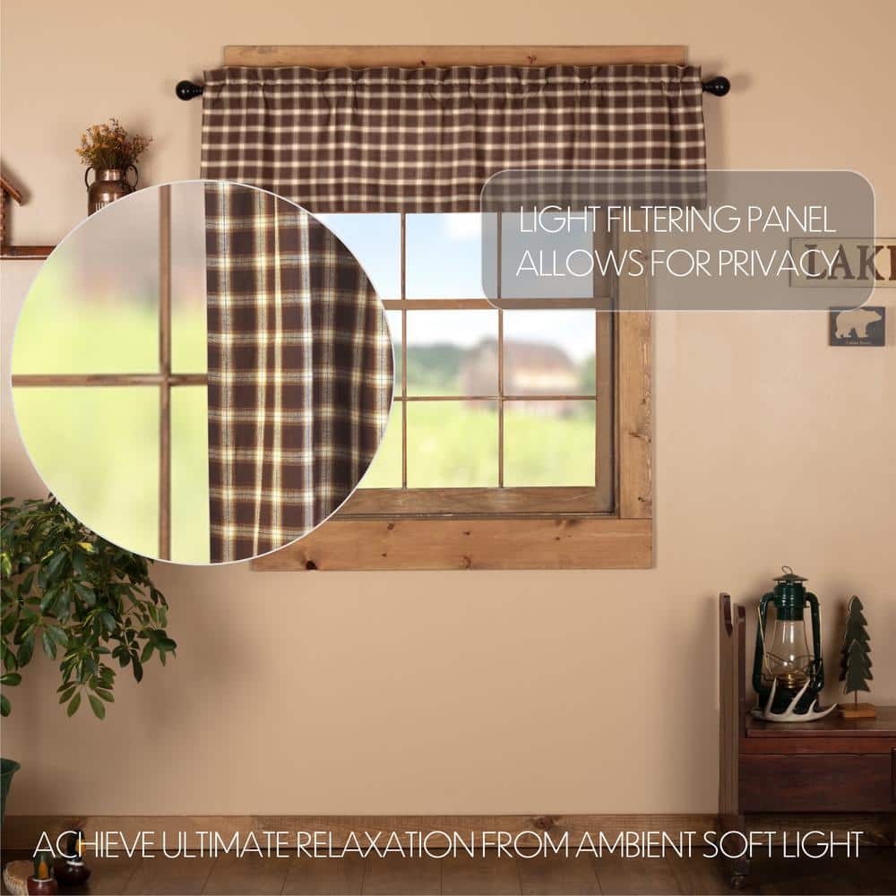 Rory 16x60 Brown Plaid Cotton Valance