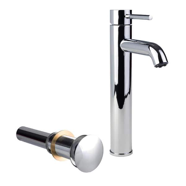 Fontaine Single Hole Single-Handle High-Arc Vessel Bathroom Faucet with Drain in Chrome
