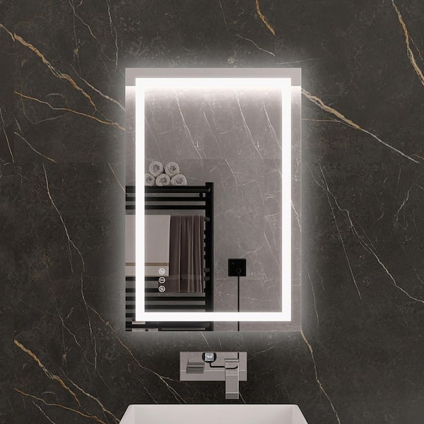 KariMo 24 in. W x 36 in. H Rectangular Frameless Wall Bathroom Vanity Mirror with Backlit Front Light, Dimmable