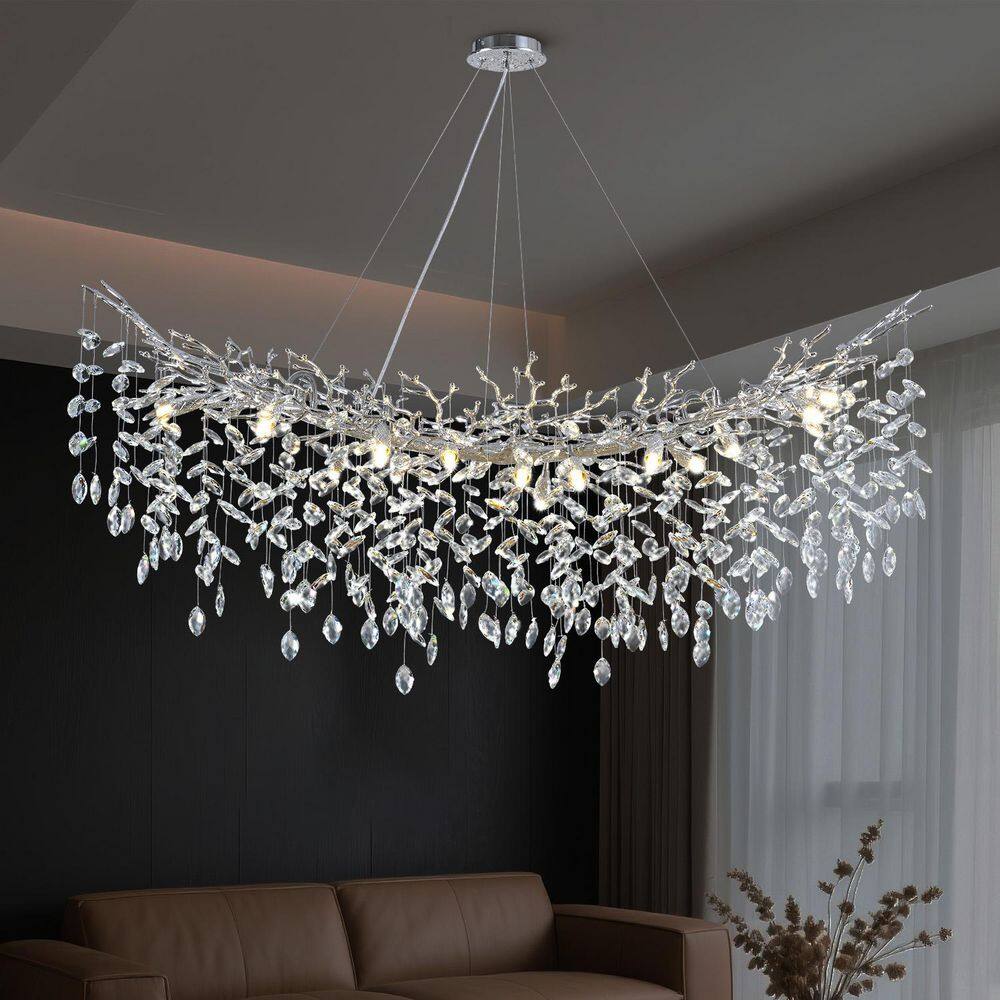 16 lights 55 in. Dimmable Crystal Silver Chandelier, Large Crystal Chandelier, for Living Room, High Ceiling, Foyer price history on PriceWatchPro