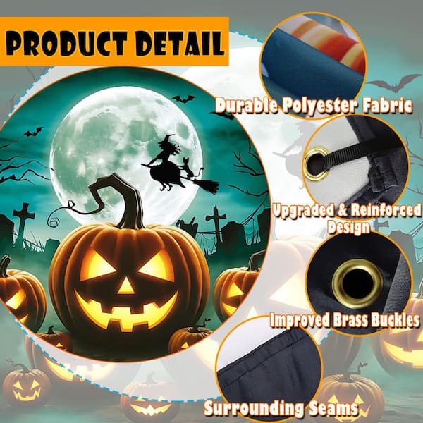 N/A Halloween Garage Door Banner w/Spooky Moon Night Design