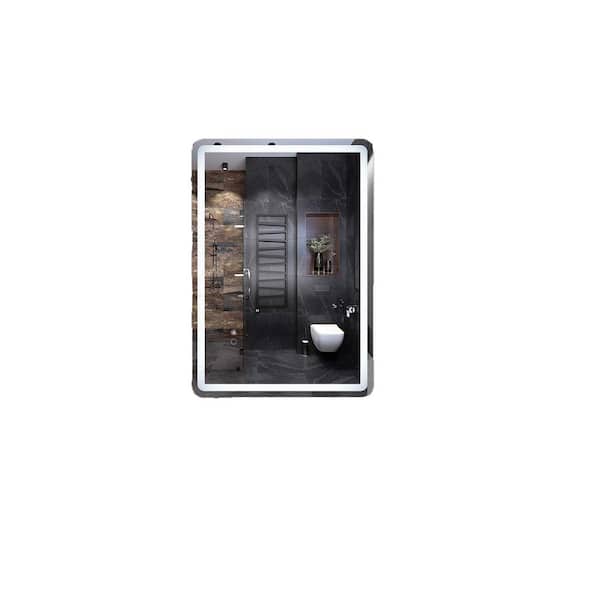 taholi 27.5 in. W x 35.4 in. H Large Rectangular Single Frameless Wall Bathroom Vanity Mirror in White