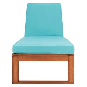 Solano Natural 1-Piece Wood Outdoor Chaise Lounge Chair with Aqua Cushion