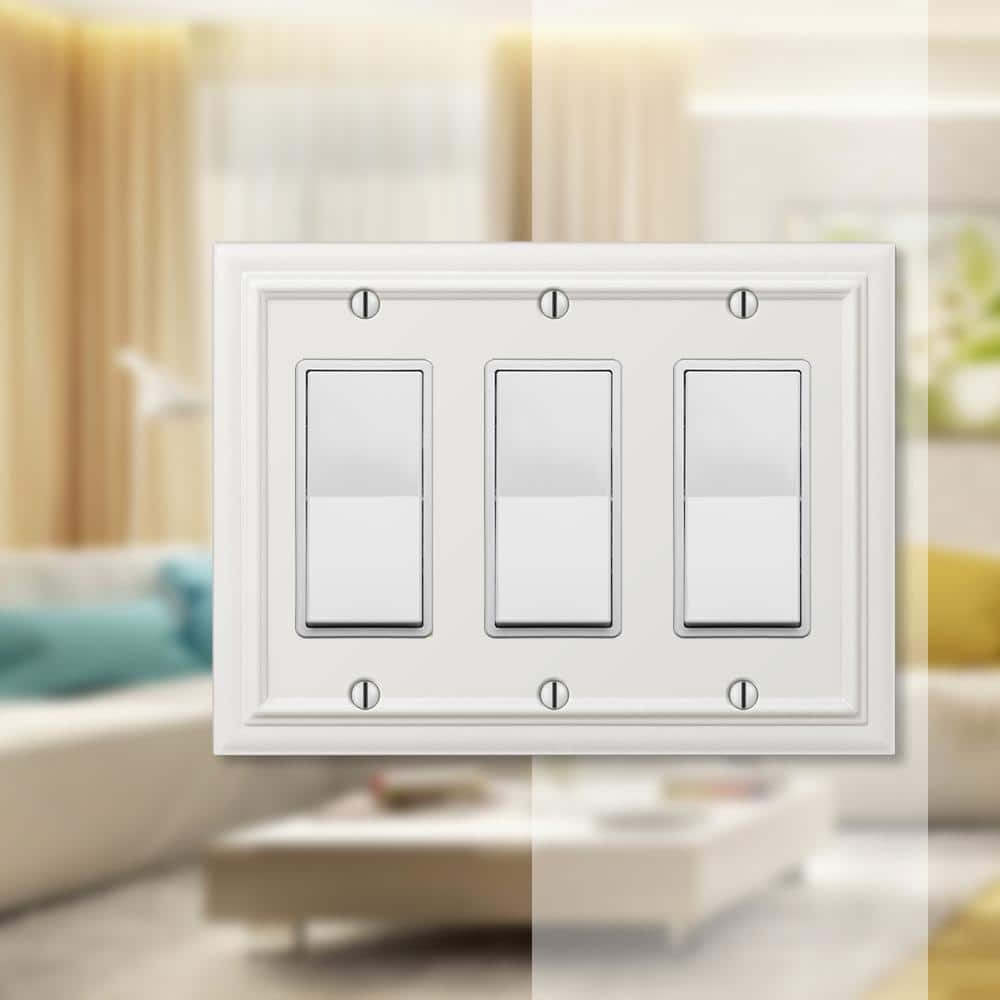 White Cast Metal 3-Gang Rocker Wall Plate