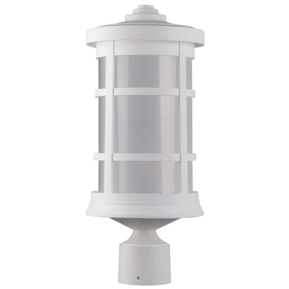 Artisan Cylinder 1-Light White Hardwired Outdoor Weather Resistant Plastic Post Light with Frosted Lens 4000K LED price history on PriceWatchPro