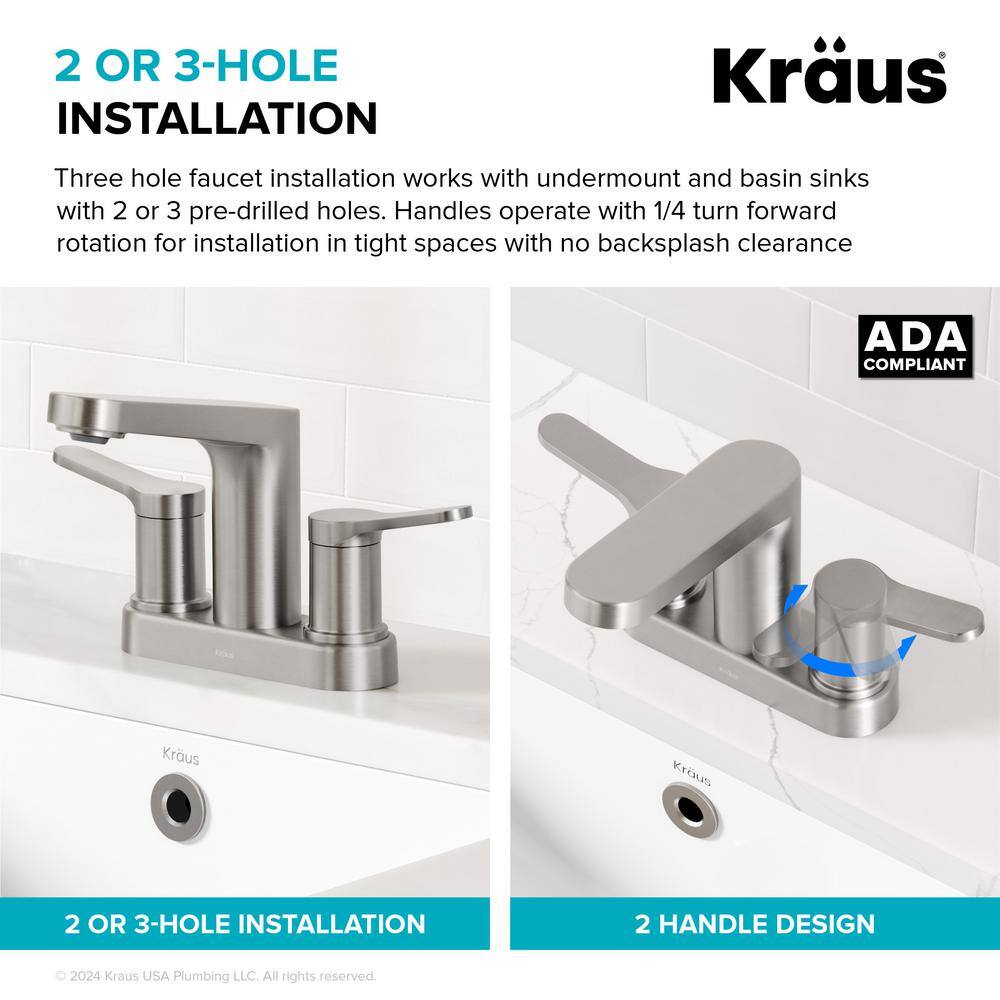 Indy Matte Black Dual Handle Bathroom Faucet with Pop-Up Drain