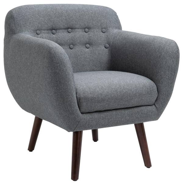 Homcom Grey High Winged Armrest Sofa, Grey Arm Chair