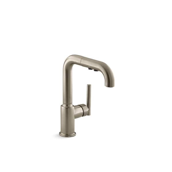 KOHLER Purist Single-Handle Pull Down Sprayer Kitchen Faucet in Vibrant Brushed Bronze