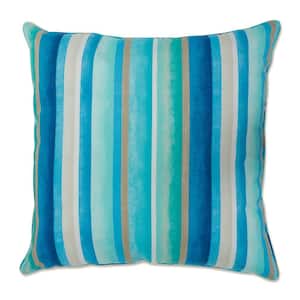 Stripe Blue Square Outdoor Square Throw Pillow