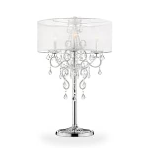 Charlie 35 in. Silver Integrated LED No Design Interior Lighting for Living Room with Clear Acrylic Shade