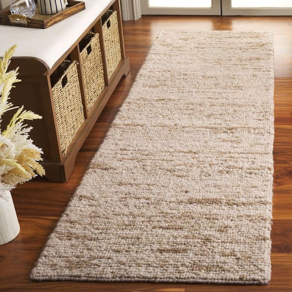 Natura 2 ft. x 8 ft. Ivory/Beige Patchy Solid Runner Rug