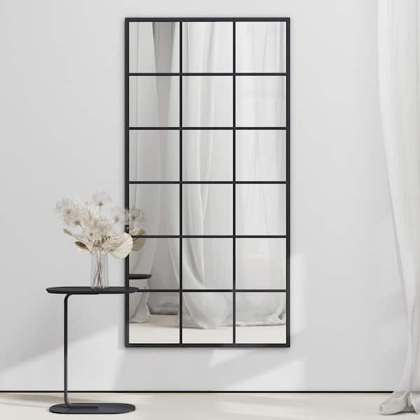 THKSHOUZ Black 35 in. W x 71 in. H Rectangle Metal Framed Standing Mirror