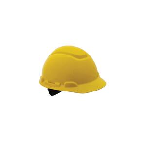 Yellow Non-Vented Hard Hat with Ratchet Adjustment