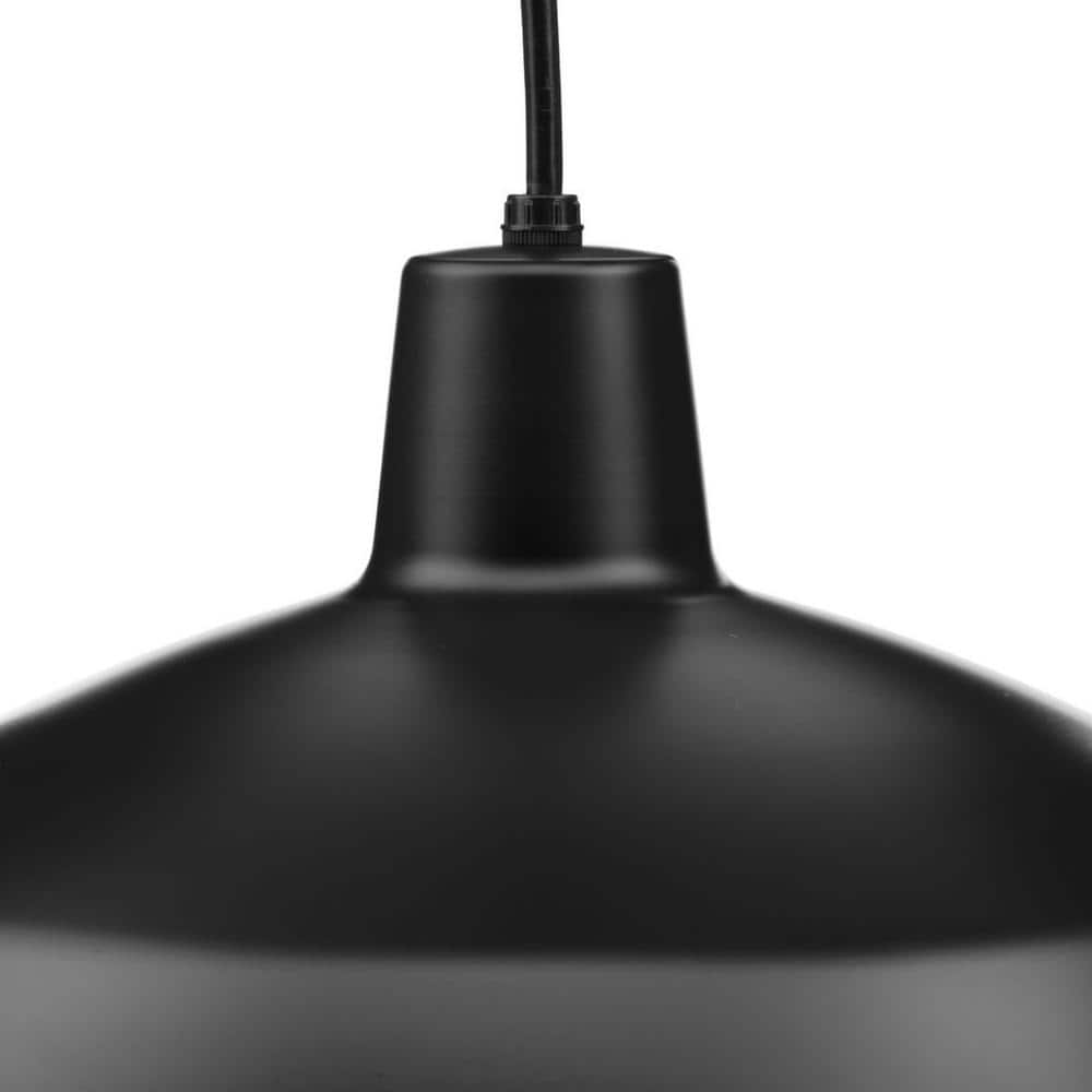 Matte Black Glass Indoor/Outdoor Pendant Light, 16" Wide