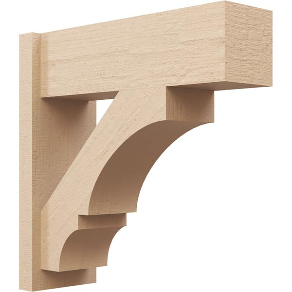 Ekena Millwork 8 in. x 24 in. x 24 in. Balboa Block Rough Cedar Woodgrain Timberthane Polyurethane Outlooker, Primed Tan