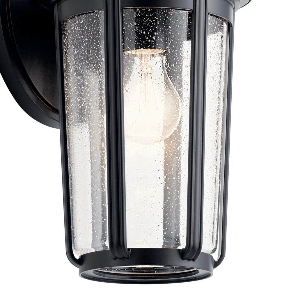 Fairfield Black and Bronze Outdoor Wall Sconce with Clear Seeded Glass