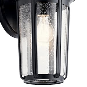 Fairfield 14.5 in. 1-Light Black Outdoor Hardwired Wall Lantern Sconce with No Bulbs Included (1-Pack)
