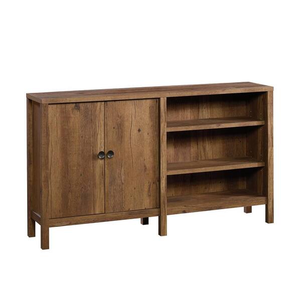 SAUDER 58 in. Vintage Oak Standard Rectangle Wood Console Table with Drawers