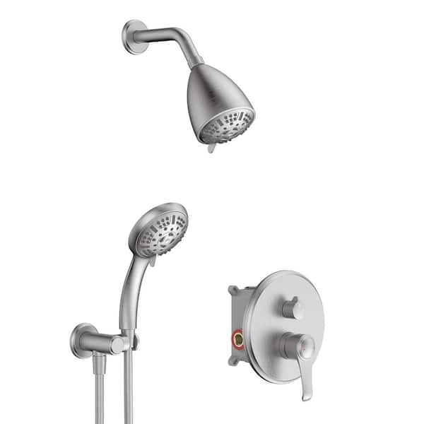 Unbranded Single Handle 2-Spray Shower Faucet 1.8 GPM with High Pressure in Brushed Nickel (Valve Included)