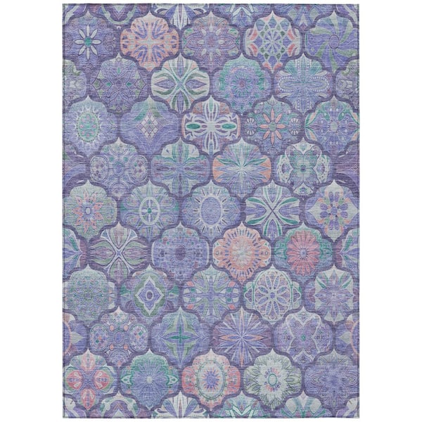 Chantille Machine Washable Indoor/Outdoor Abstract ACN2879 Purple 8 ft. x 10 ft. Area Rug