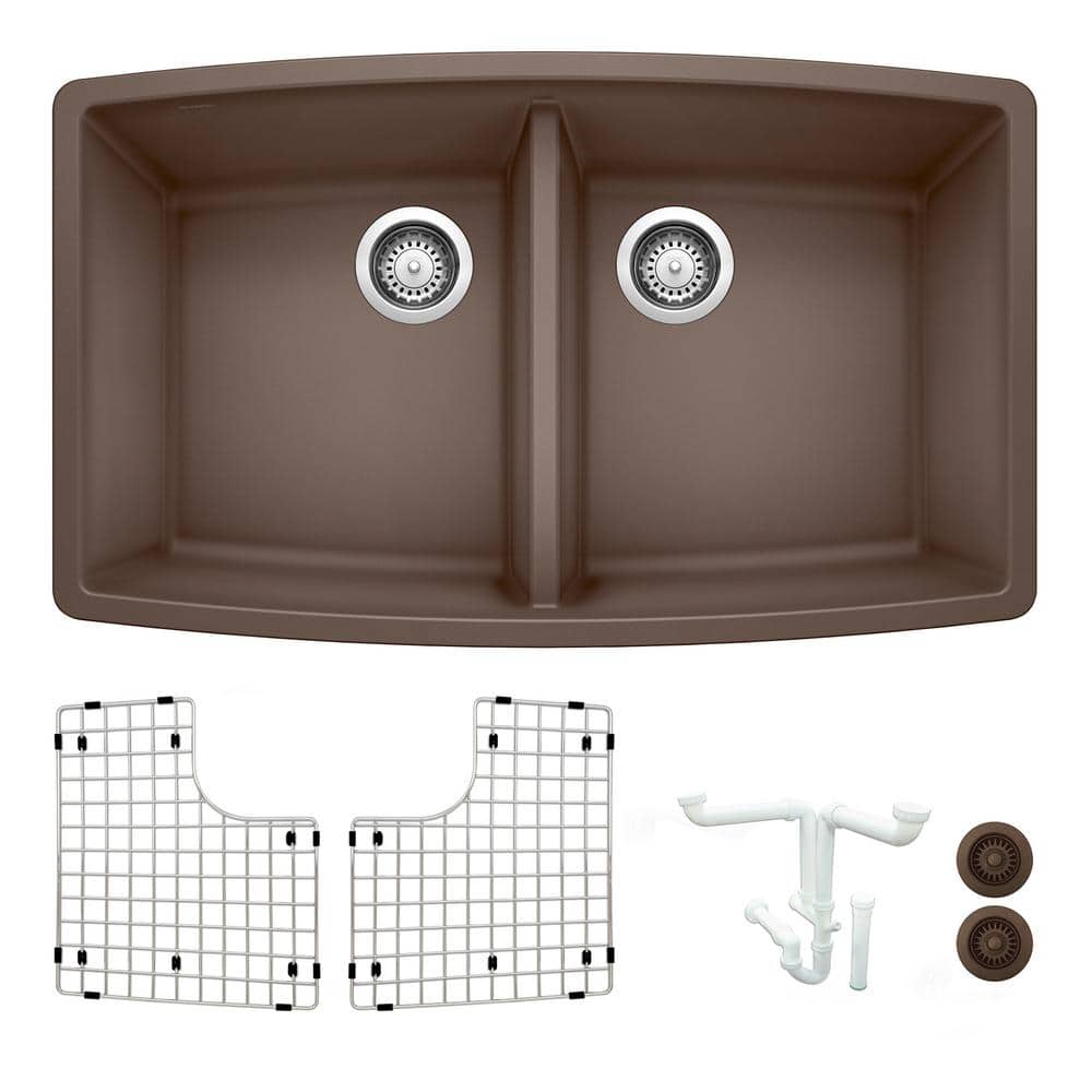 Performa 33 in. Undermount Double Bowl Cafe Granite Composite Kitchen Sink 