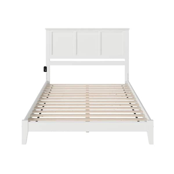 AFI Madison White Queen Solid Wood Frame Low Profile Platform Bed with ...