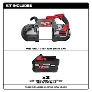 M18 FUEL 18V Lithium-Ion Brushless Cordless Deep Cut Band Saw w/(2) 6 Ah FORGE Batteries