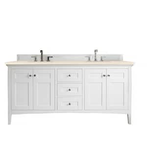 Palisades 72 in. W x 23.5 in. D x 35.3 in. H Bathroom Vanity in Bright White with Eternal Marfil Quartz Top