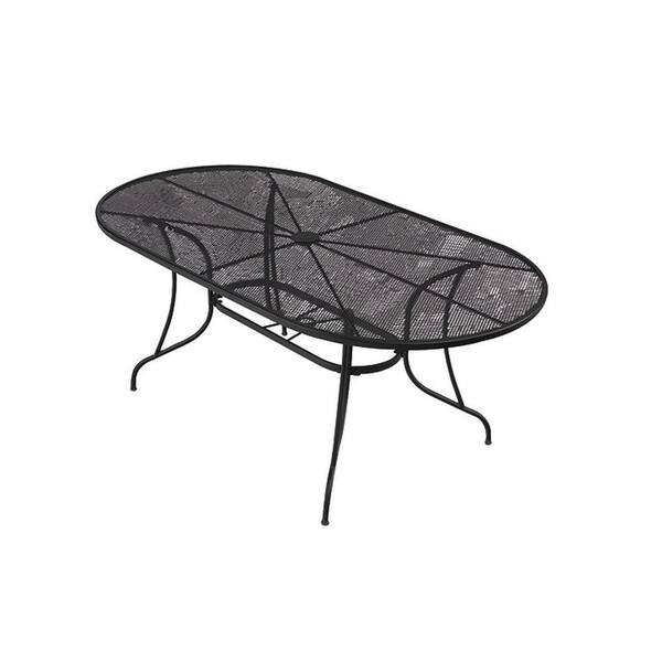 Unbranded 72 in. Wrought Iron Black Oval Patio Dining Table