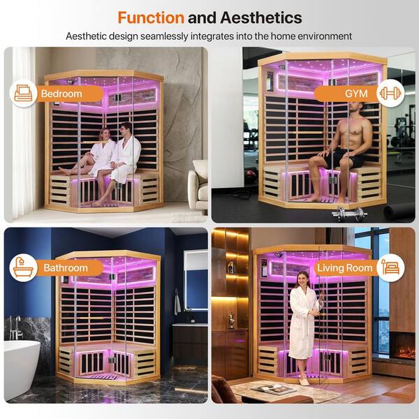 Spygo Moray 2-Person Indoor Pentagonal Infrared Sauna in Hemlock