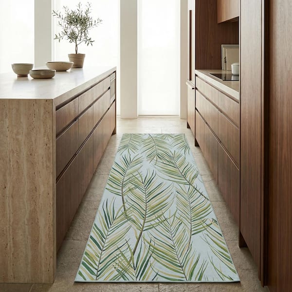 Dolce Bamboo Forest Frost 2 ft. x 8 ft. Transitional Flatwoven Floral Polypropylene Runner Indoor/Outdoor Area Rug