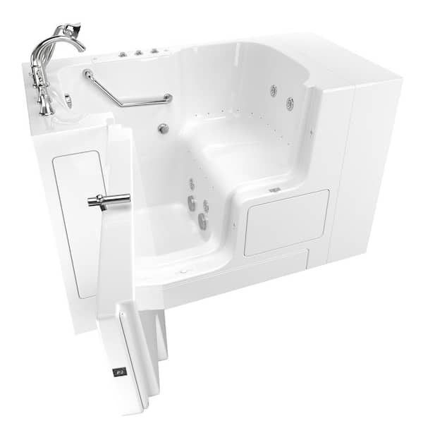 American Standard Gelcoat Value Series 52 in. x 32 in. Left Hand Walk-In Whirlpool and Air Bathtub with Outward Opening Door in White