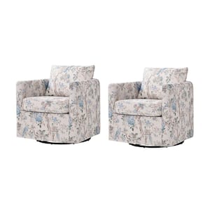 Benjamin Bird Modern Slipcovered Upholstered Swivel Chair (Set of 2)