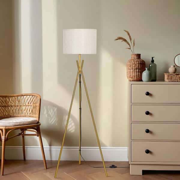 IDÉE　TRIPOD FLOOR LAMP　IDÉE Tripod Floor Lamp Silver, 61”Tall Floor Lamps, Standing Lamp